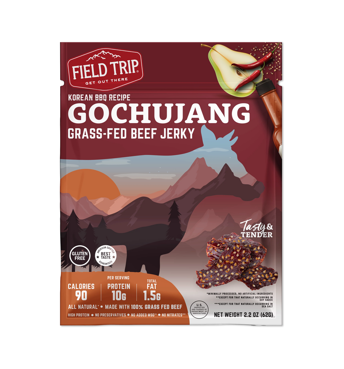 Beef Jerky Gochujang Korea Style BBQ 2.2oz 4pk C502