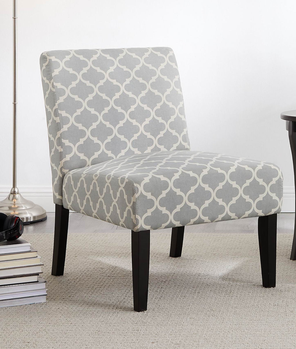 3pc Gray Fabric Upholstered Side Table and 2 Chairs G251
