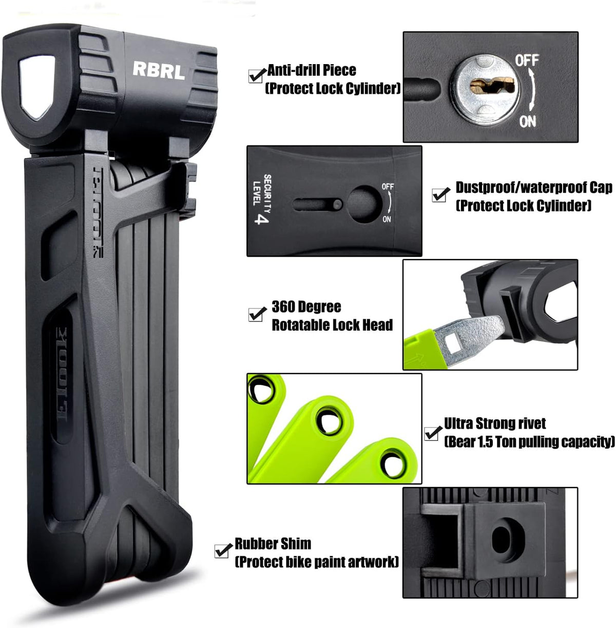 Compact Folding Bike Lock Pack of 2 X954561