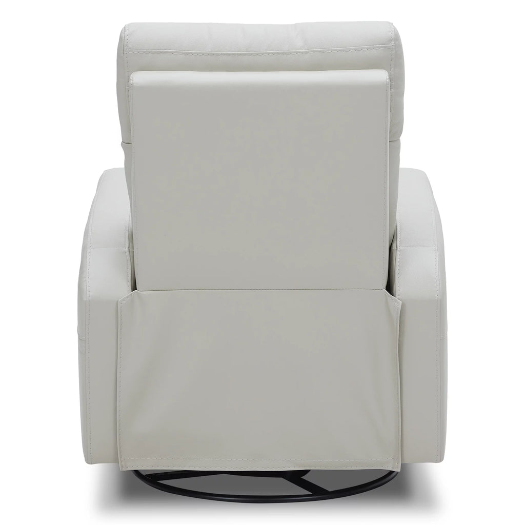 White Leather Power Swivel Glider Recliner W6069