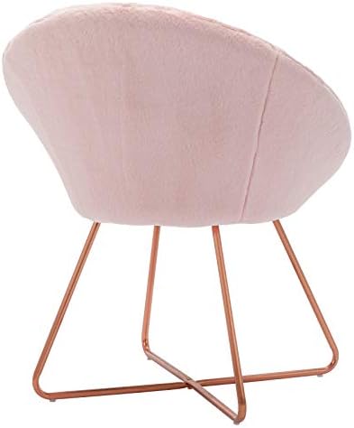White Faux Fur Accent Chair with Golden Metal Legs 1 PCS T487697