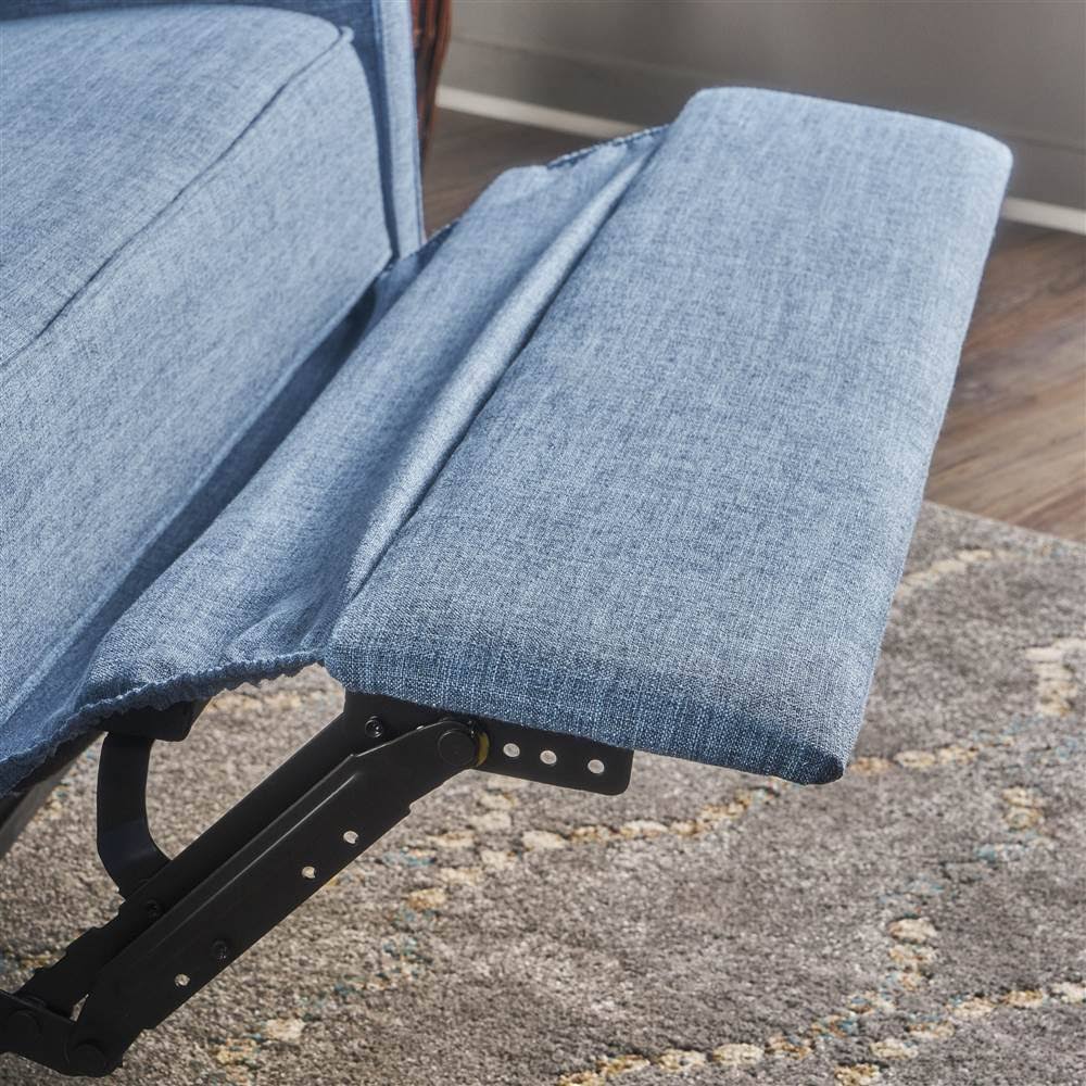 Muted Blue and Black Reclining Loveseat E708