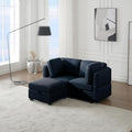 Blue 2 Seater Sectional Sofa with Ottoman and Storage Q8955
