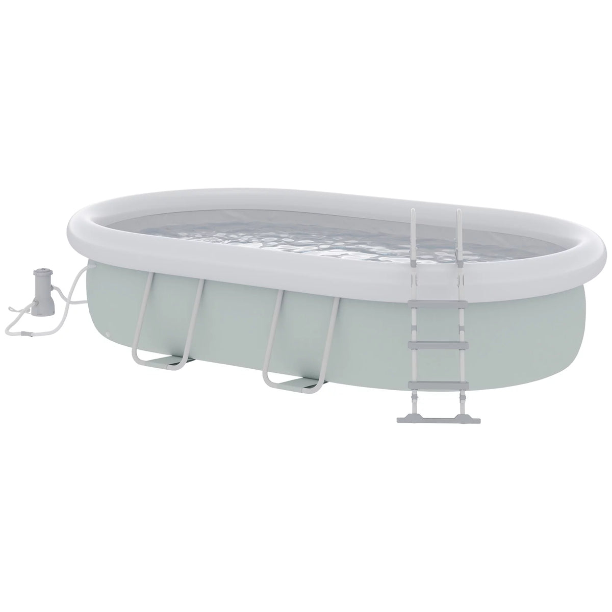 Brown Semi-Inflatable Frame Swimming Pool Y567519