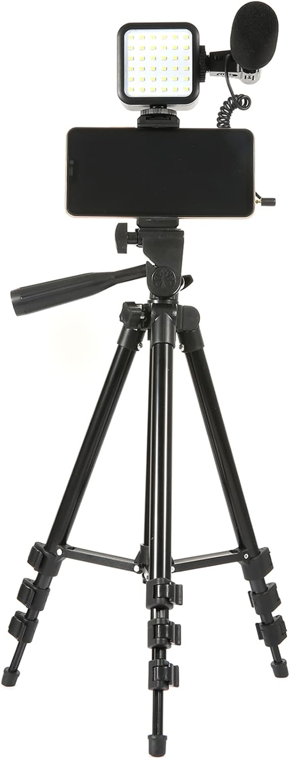 Smartphone Video Kit with LED Light, Wireless Remote, Phone Holder, Mic, Extendable Tripod Stand H846204