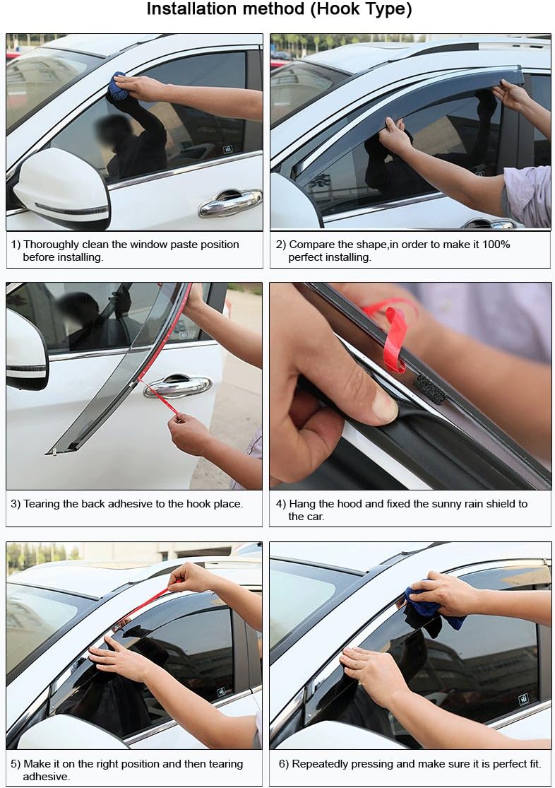 Car Window Visor Vent Shade Deflector Sun Rain Guards H75187