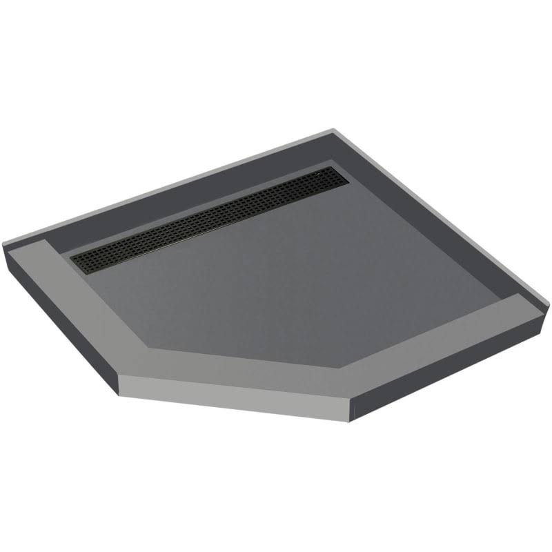 36x22 Neo-Angle Triple Threshold Shower Base with Drain Grate X758315