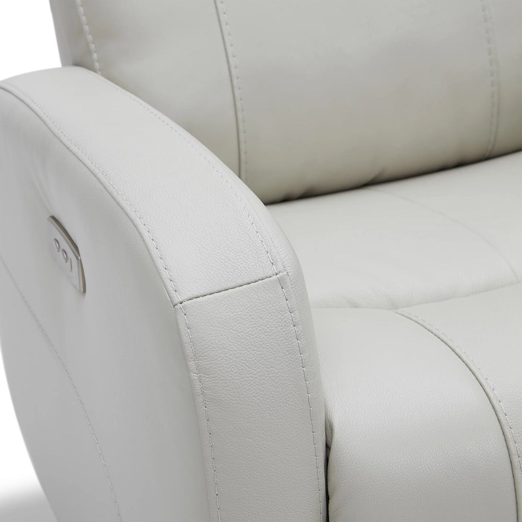 White Leather Power Swivel Glider Recliner W6069