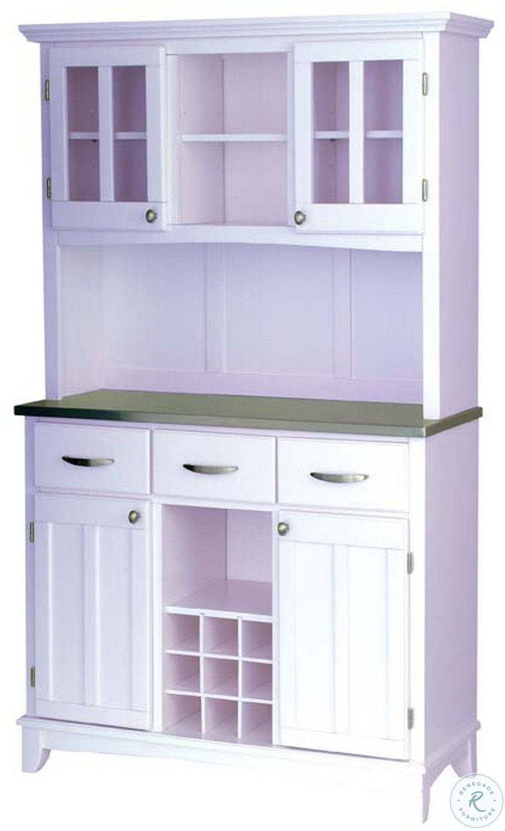 White Buffet with Stainless Steel Top V72945