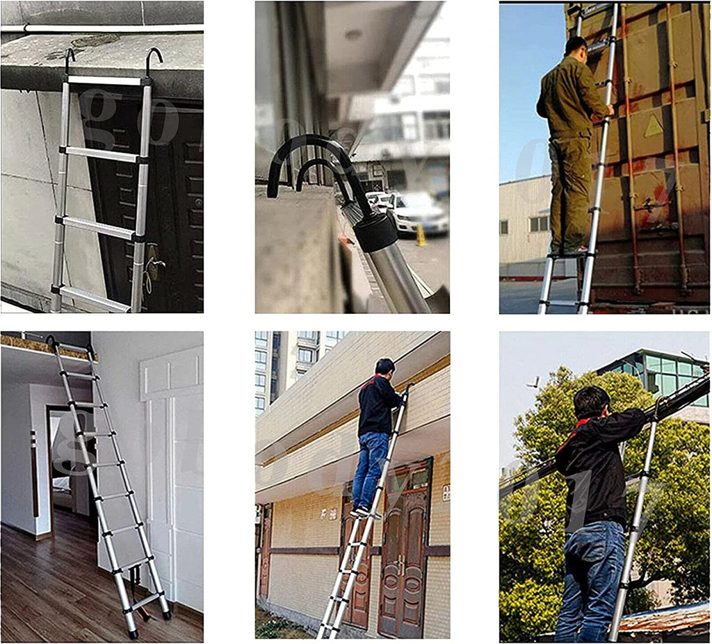 20.34 FT Aluminum Telescoping Multi-Position Ladder with Detachable Hook M539829