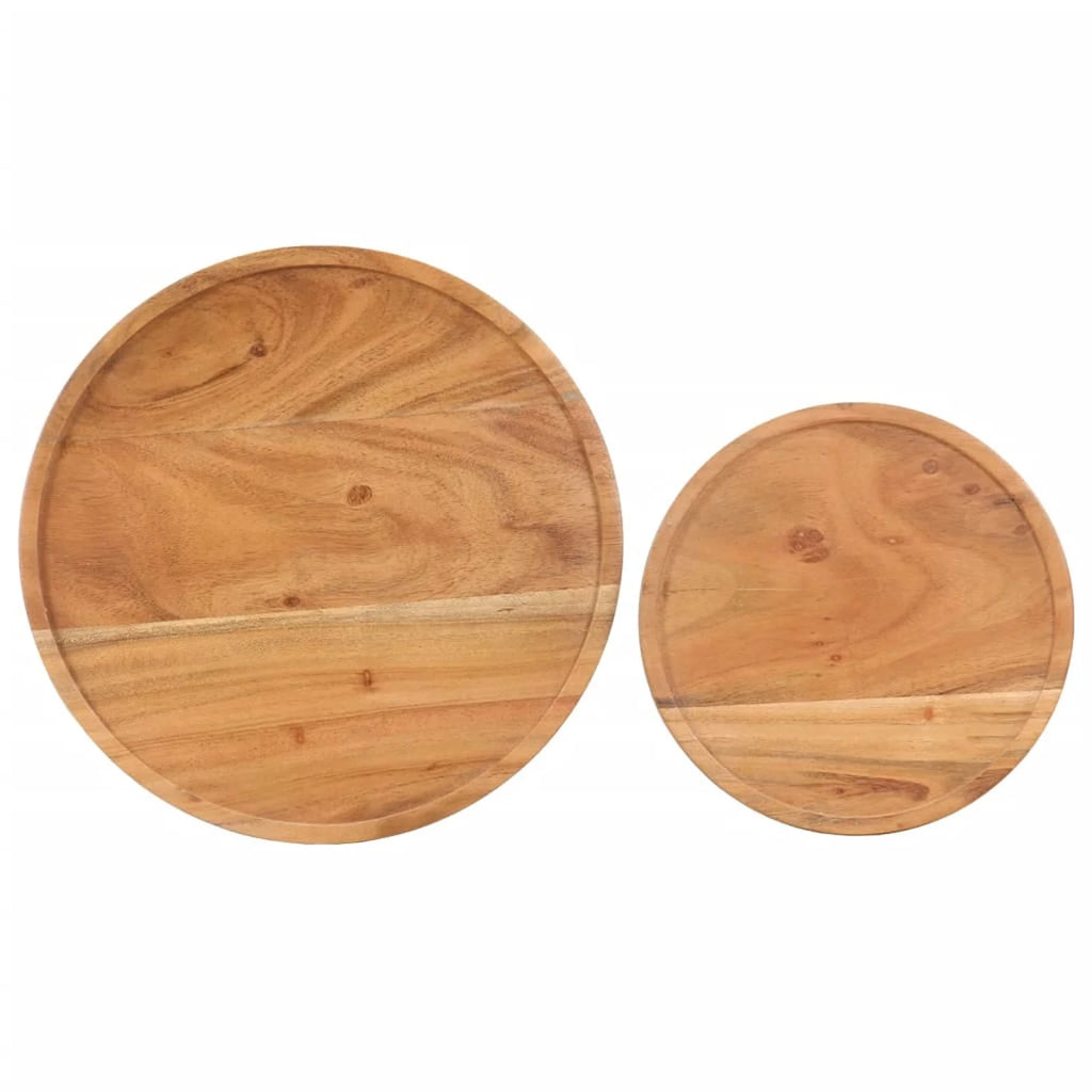 2 Piece Acacia Wood Round Top Coffee Table Set G498369