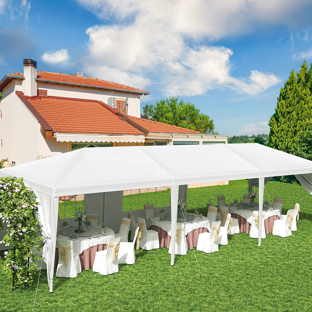 10' x 30' Outdoor Gazebo Canopy Tent with Removable Sidewalls Y5772
