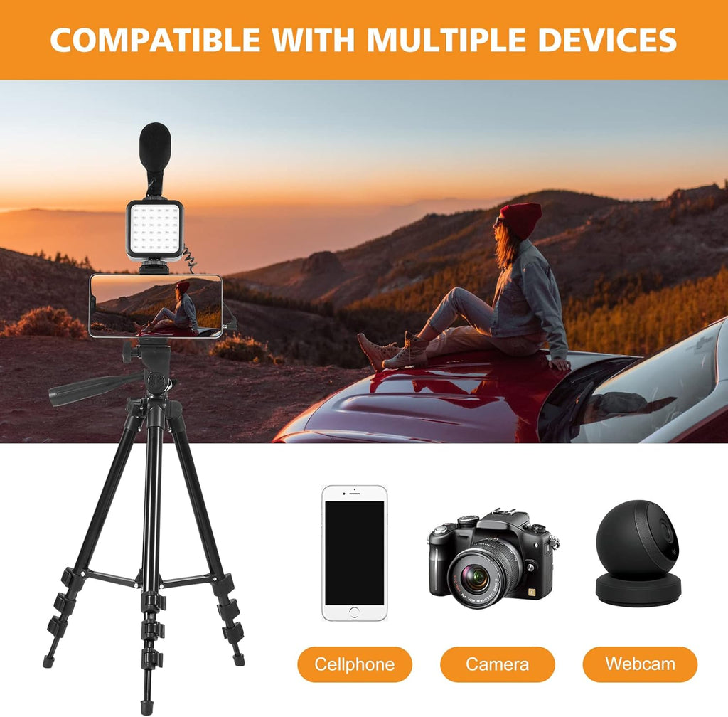 Smartphone Video Kit with LED Light, Wireless Remote, Phone Holder, Mic, Extendable Tripod Stand H846204