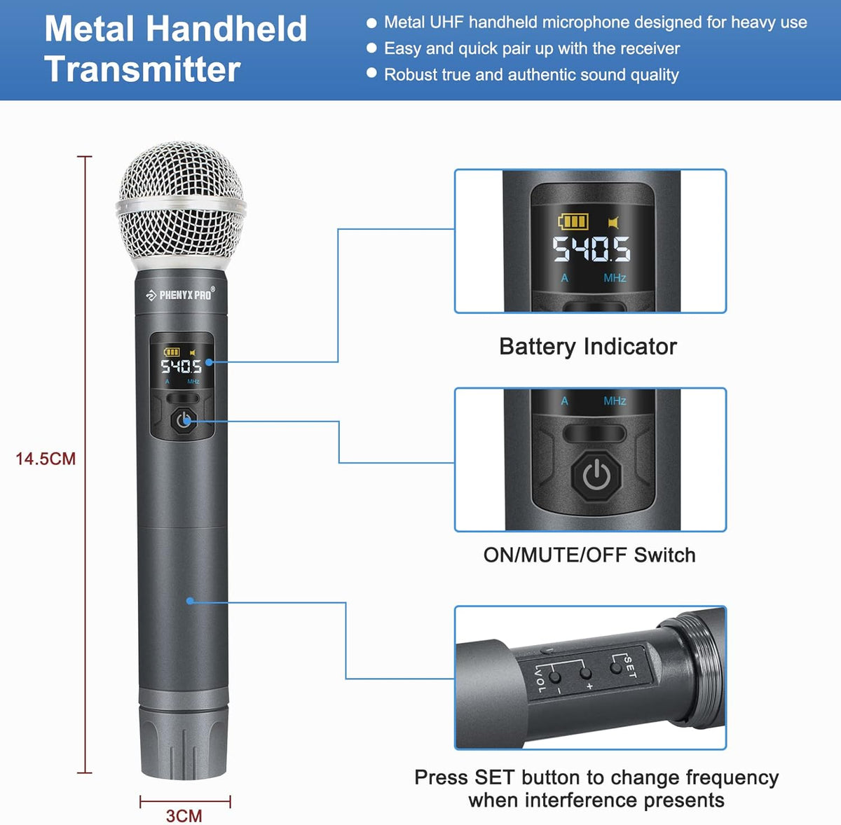 UHF Wireless Handheld Microphone System with Case L963157