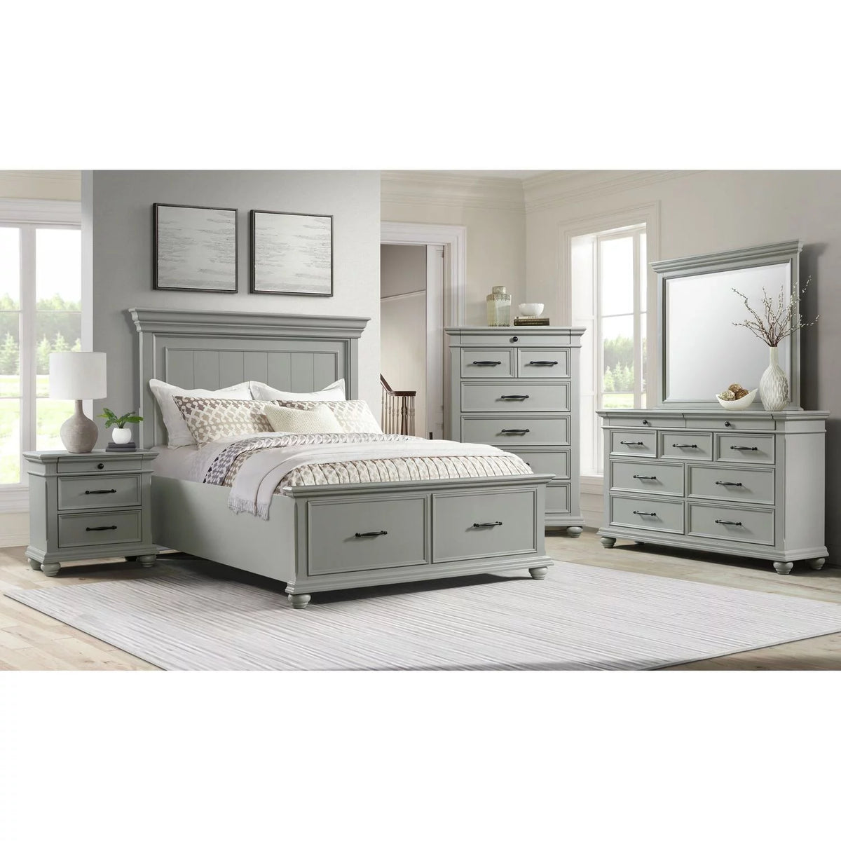 Grey Queen Platform Storage 4PC Bedroom Set Z532860