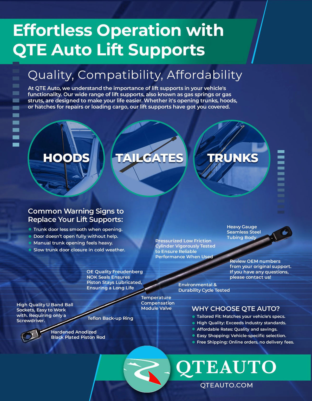 Pair of 2 Rear Tailgate Lift Support for Dodge Aries Wagon 4 Door F19990