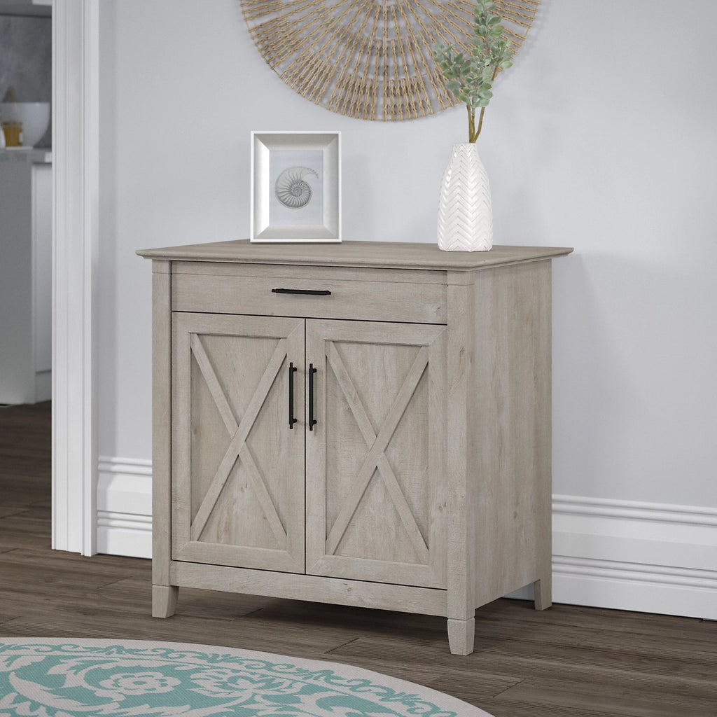 Washed Gray Secretary Desk with Storage G163