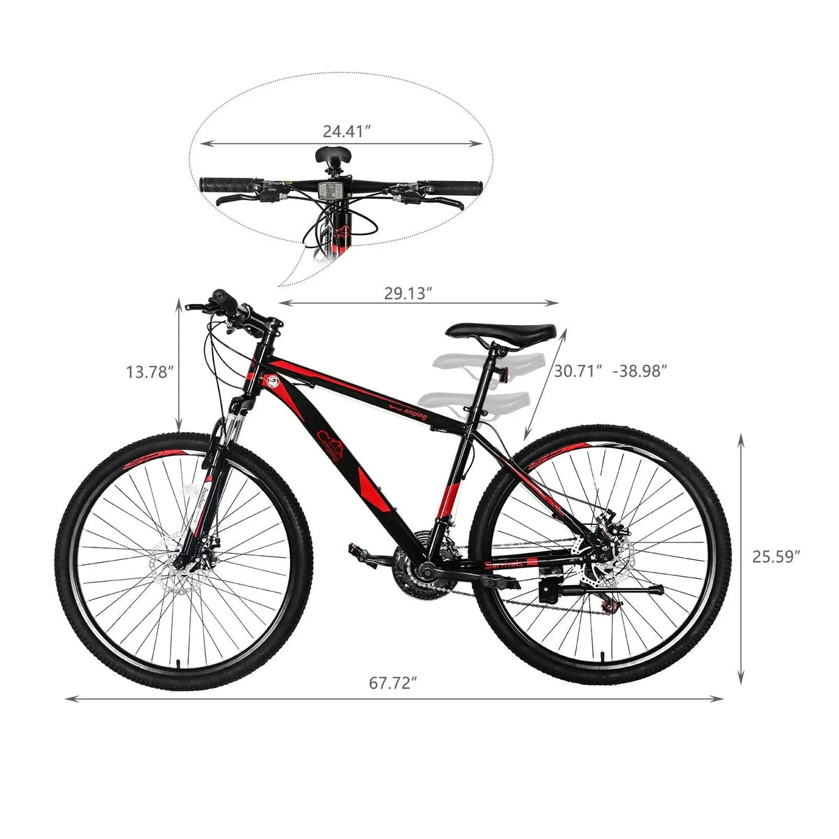 26 Inch 21 Speed Red Black Mountain Bike C144215