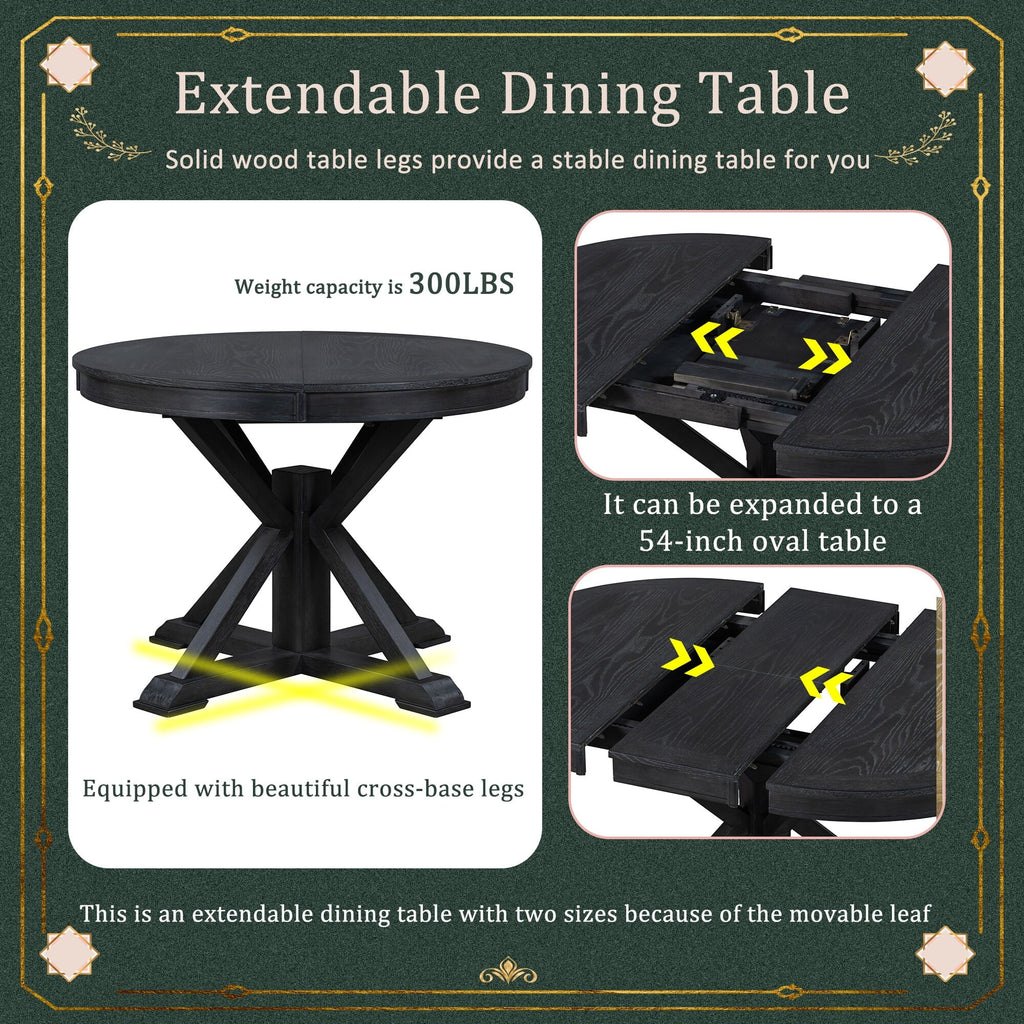 5-Piece Extendable Dining Table Set with Upholstered Chairs O51791
