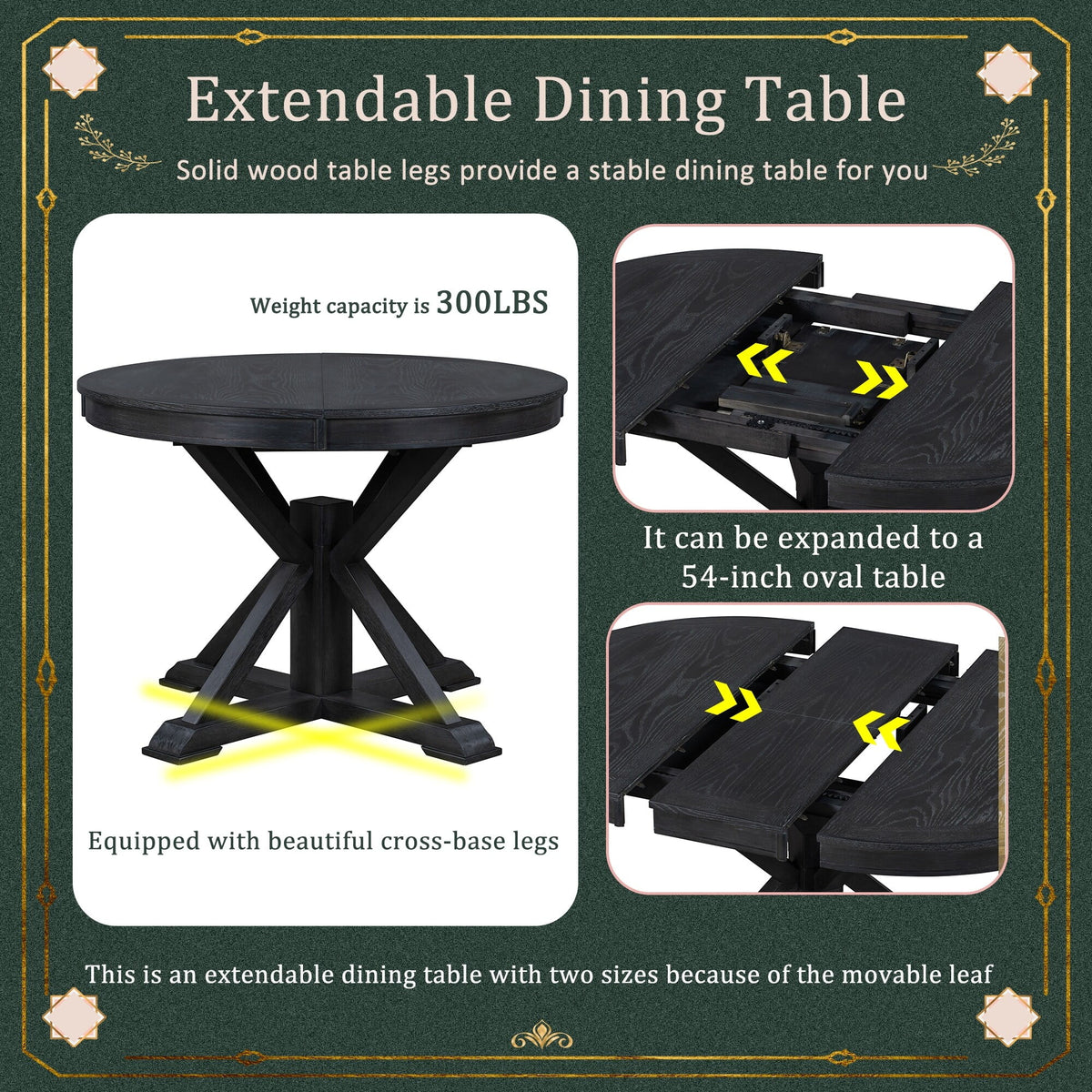 5-Piece Extendable Dining Table Set with Upholstered Chairs O51791