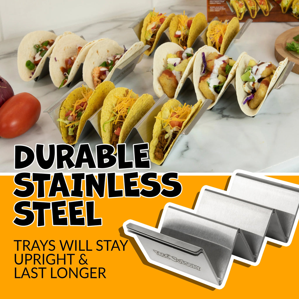 Stainless Steel 4-Piece Taco Holder Tray Set M87155