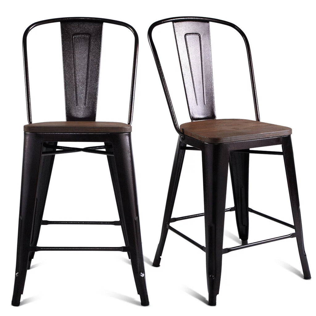 2 PC Metal Wood Counter Stool I924