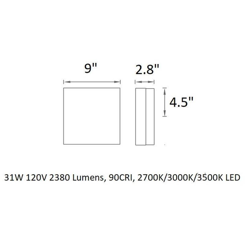Titanium LED Square Flush Mount J8355