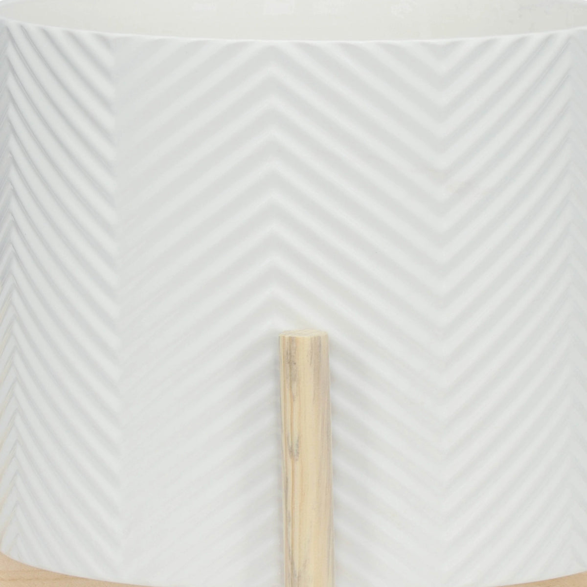 12" Ceramic Chevron Planter with Wood Stand L35383