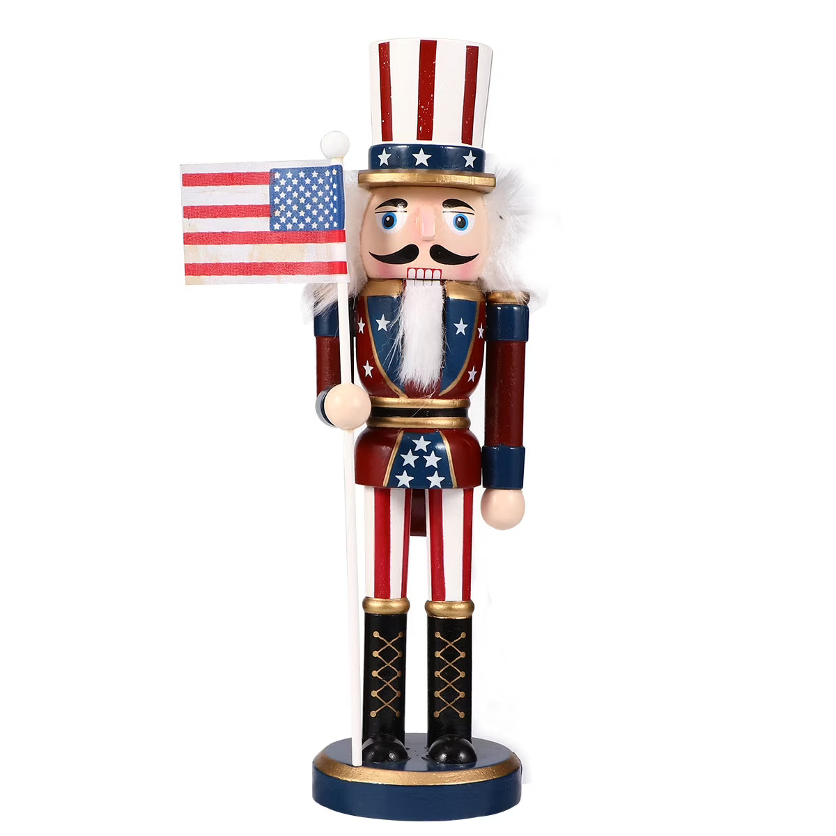 Patriotic Wooden Soldier Decoration Doll Statue I7690