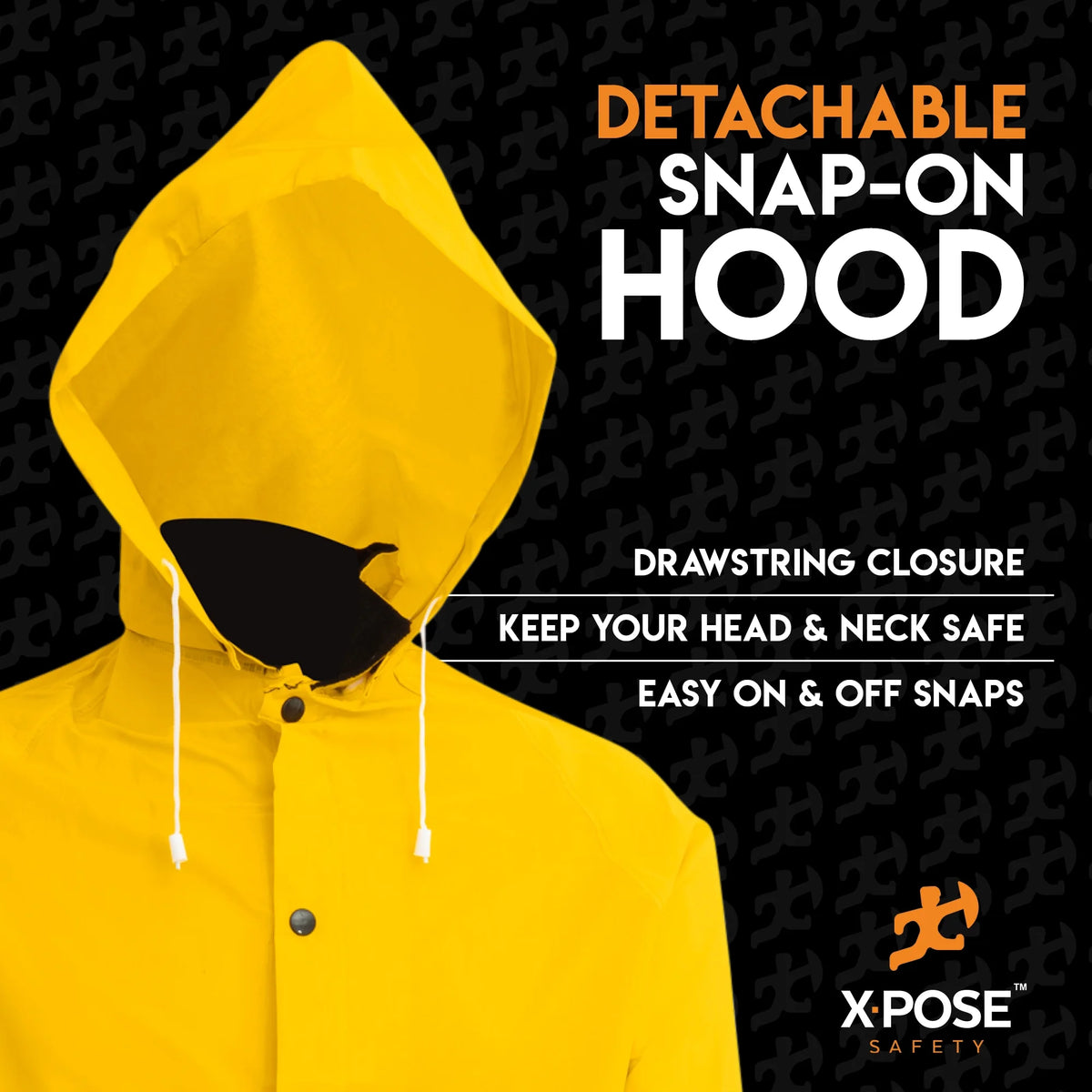 Yellow PVC Raincoat Jacket with Detachable Hood P370