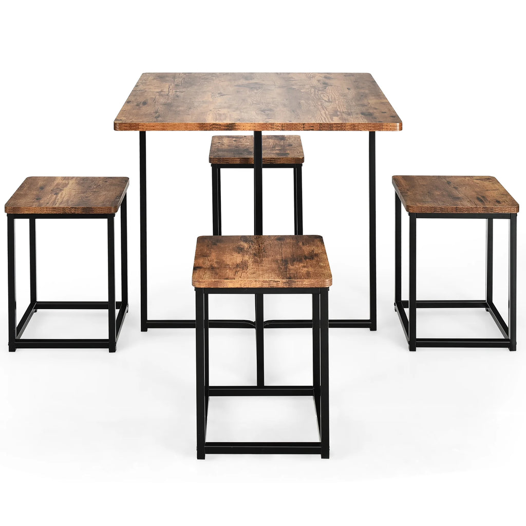 5 Pc Dining Table and 4 Stools Metal Frame K91585