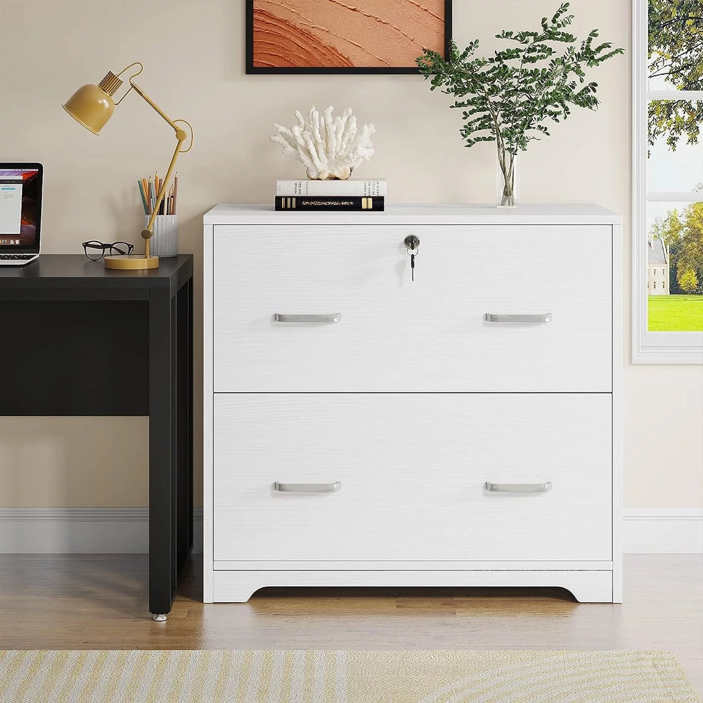 White 2-Drawer Lateral File Cabinet with Wheel Z608233