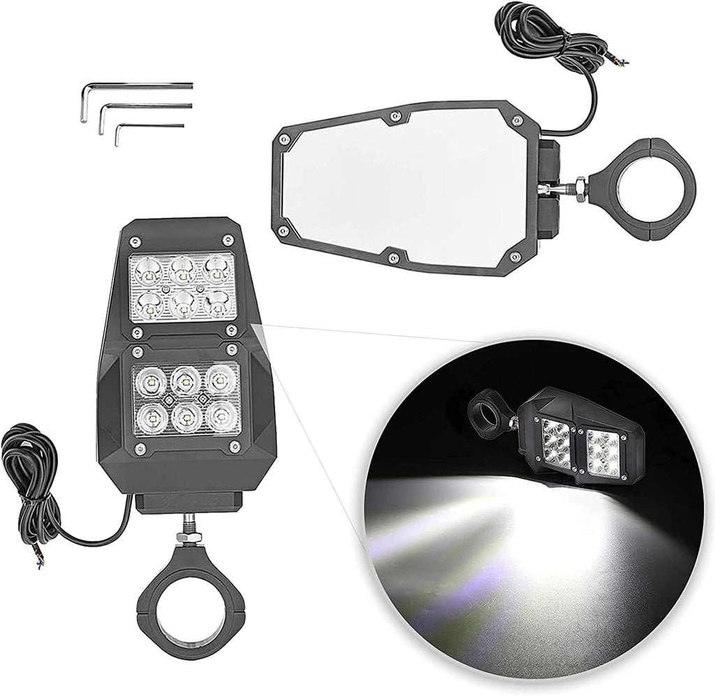UTV Side Rear View Mirrors with LED Spot Lights Z130557