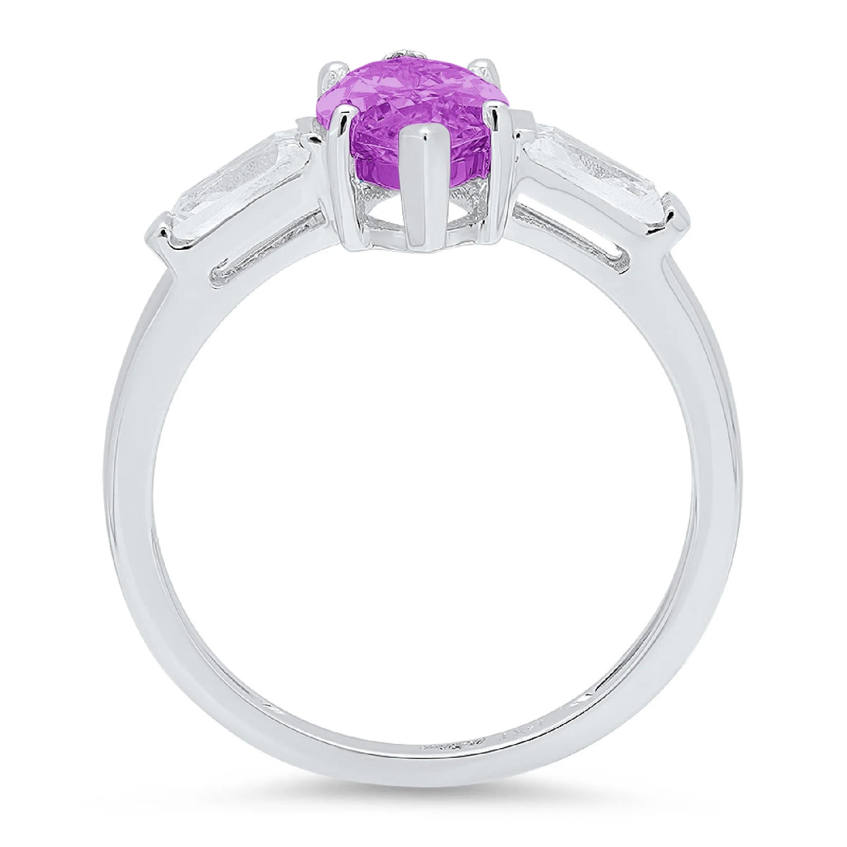 2.0ct Marquise Cut Simulated Alexandrite 18k White Gold 3 Stone Ring Z160103
