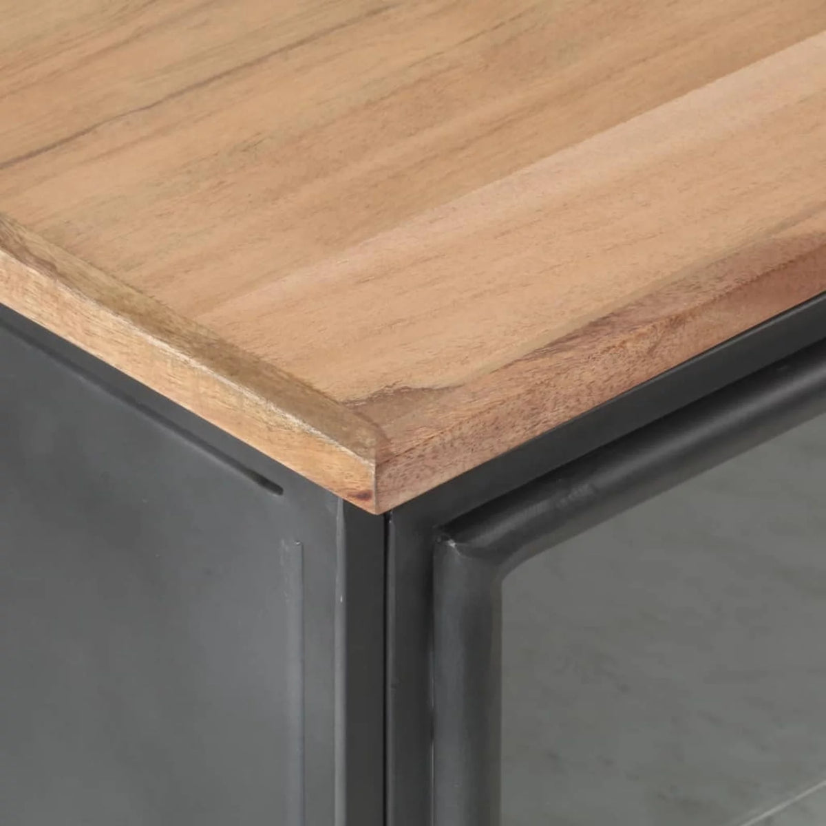 Gray Solid Acacia Wood Bedside Cabinet S1362