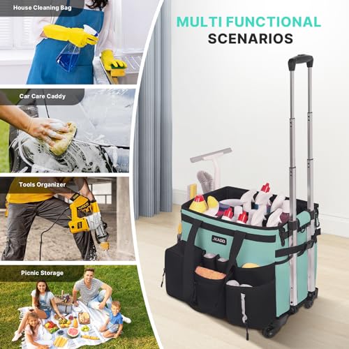 Blue-Green Waterproof Rolling Cleaning Caddy with Detachable Trolley T946529