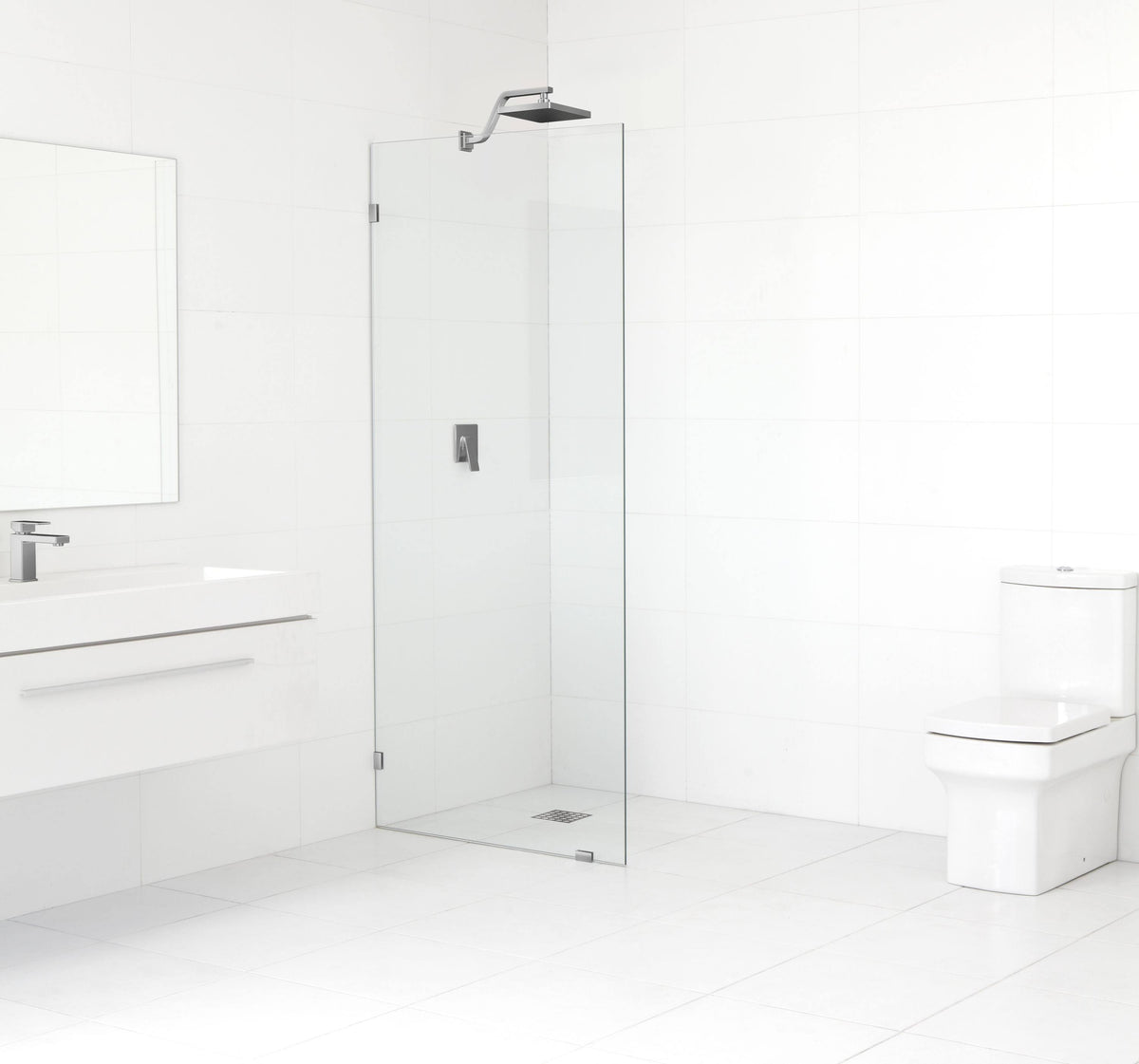 Frameless Fixed Glass Panel Brushed Nickel G9274