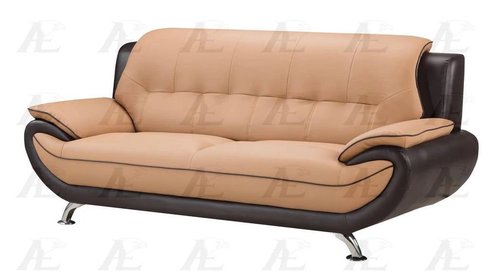 Brown Faux Leather Sofa Loveseat & Chair S233414