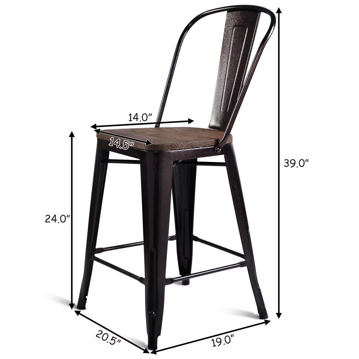 2 PC Metal Wood Counter Stool I924