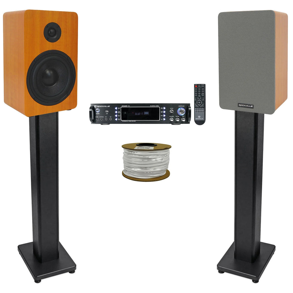 Receiver with 2 Bookshelf Speakers, Stands, and Speaker Wire B368869