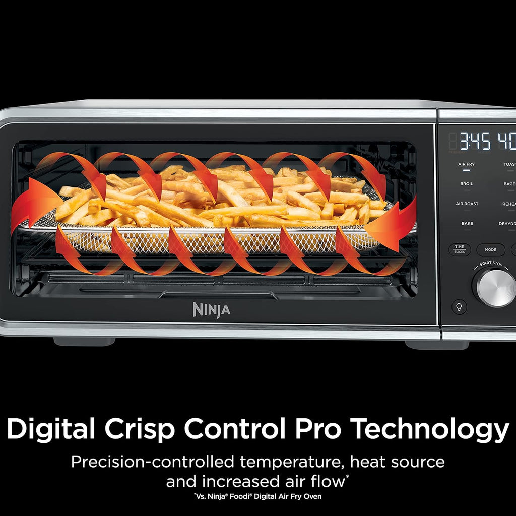 8-in-1 Digital Air Fry Oven with Air Fry Basket, Wire Rack & Crumb Tray, Silver E2685