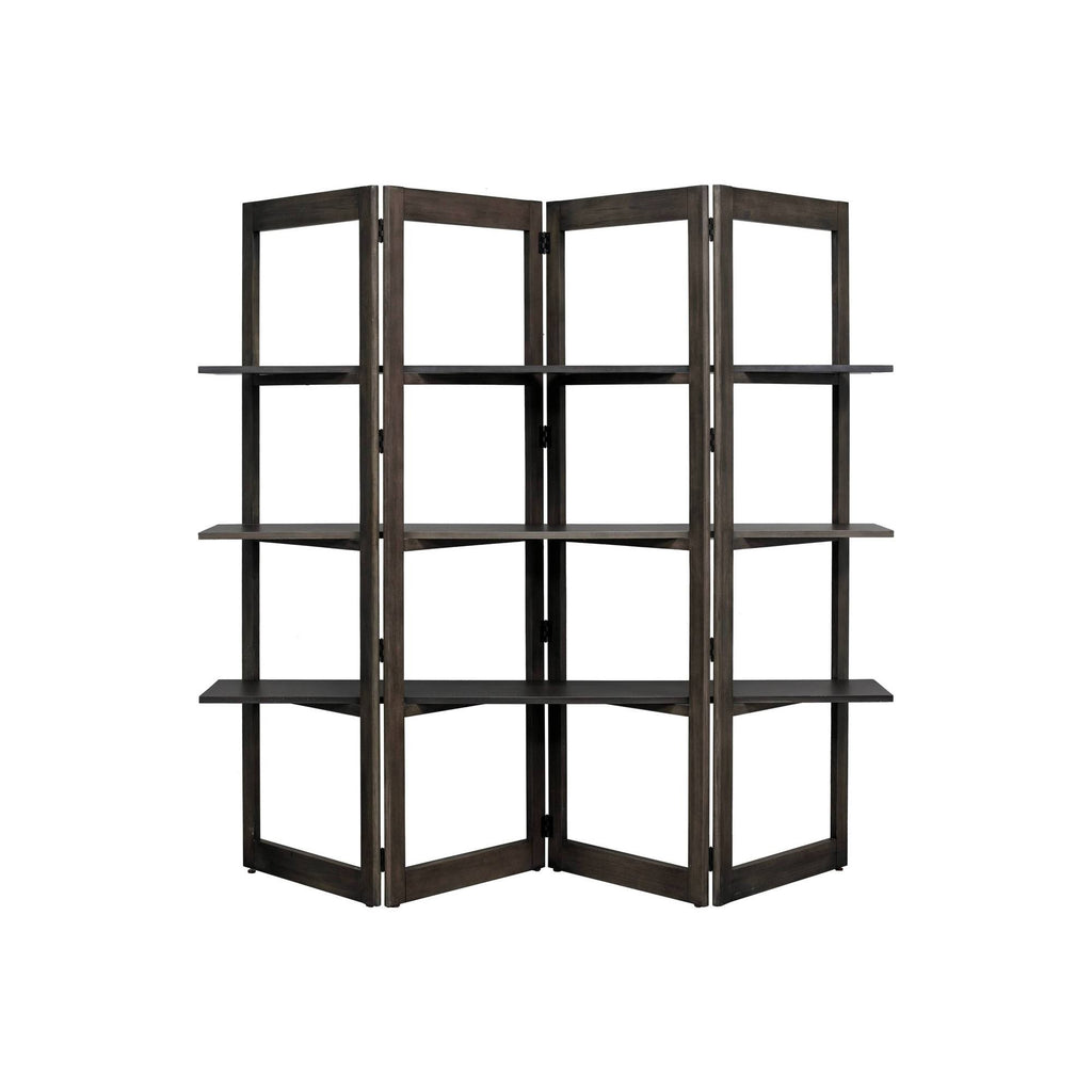 Dark Brown Solid Wood Bookcase Room Divider O757