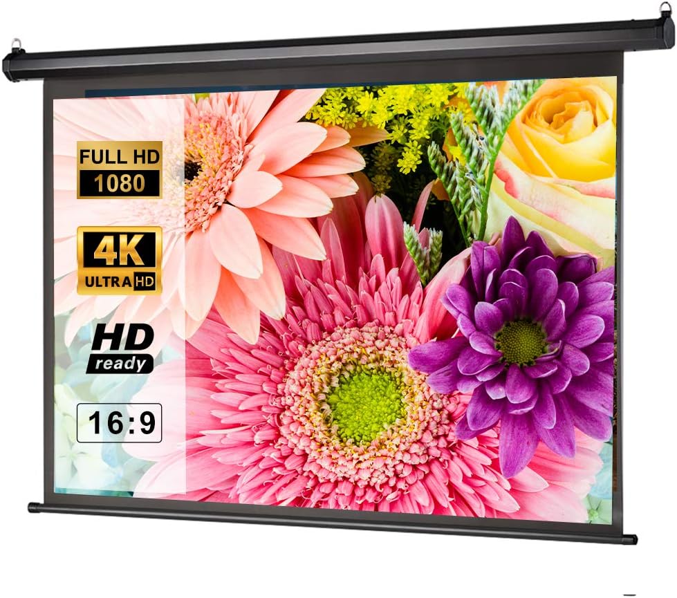 100 inch 16:9 Manual Pull Down Projector Screen, Retractable Projection Screen, Wall/Ceiling Mounted, Pack of 2 O14232