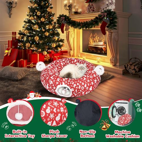Cat Tunnel Bed Christmas Tree Skirt for Indoor Cats N915769