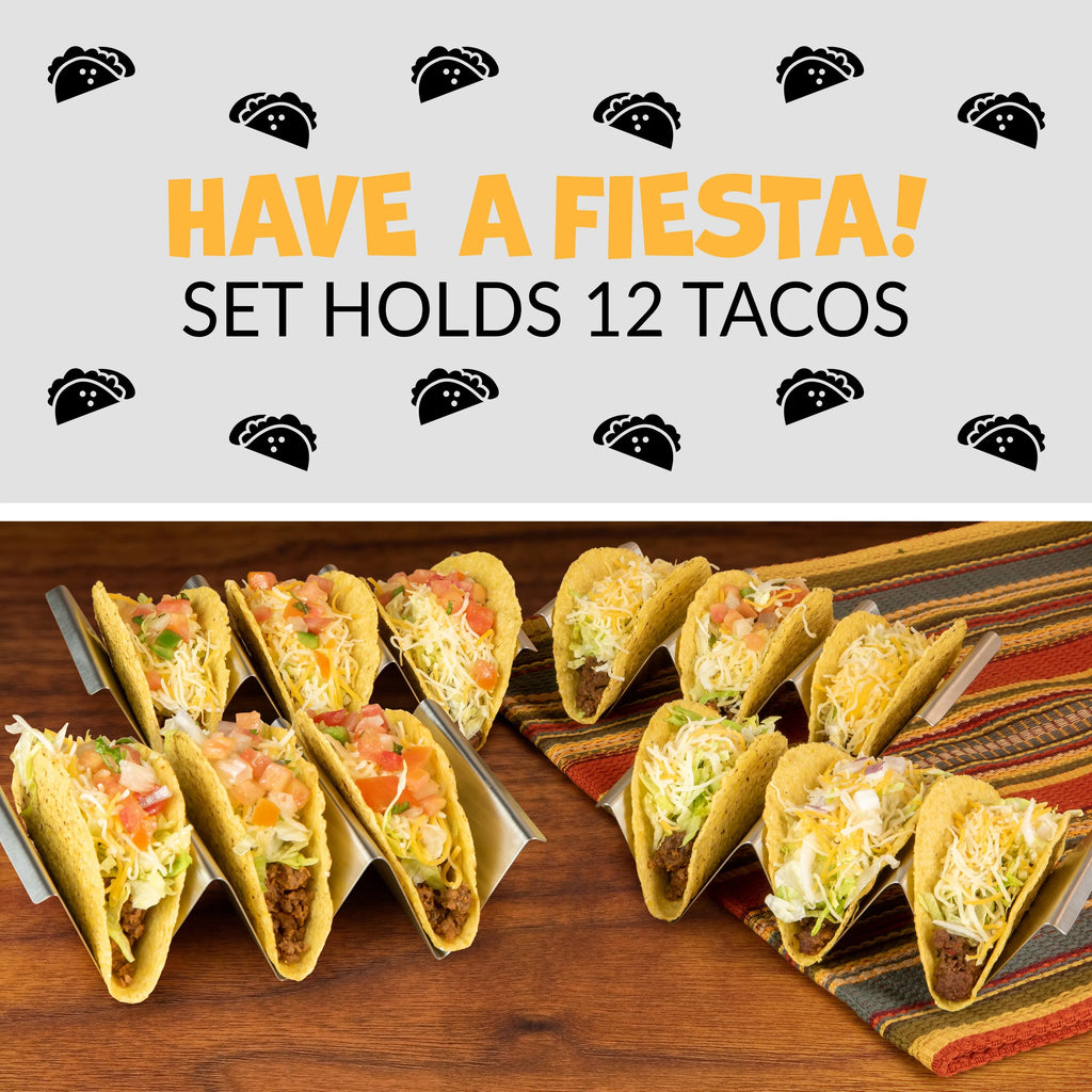Stainless Steel 4-Piece Taco Holder Tray Set M87155