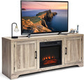 Fireplace Stand Media Storage Cabinet Console with Electric Fireplace with Remote Control J441556