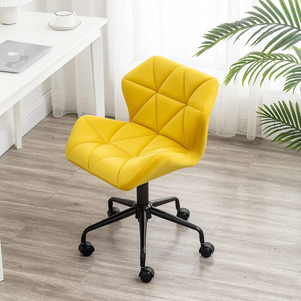 Yellow Tufted Adjustable Swivel Office Chair H4556