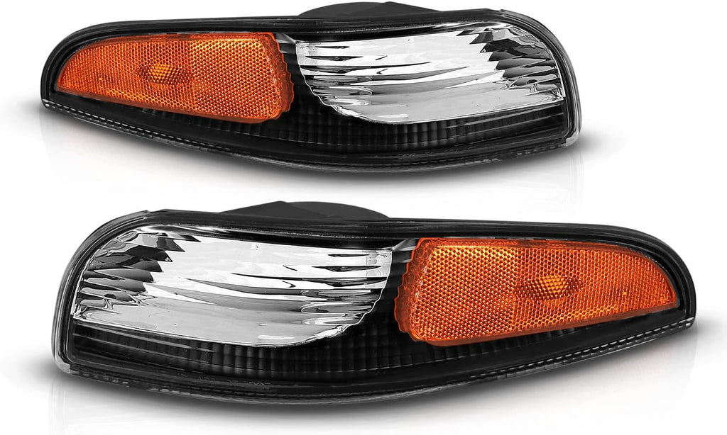 Black Replacement Bumper Parking Turn Signal Lights Set of 2 H62482