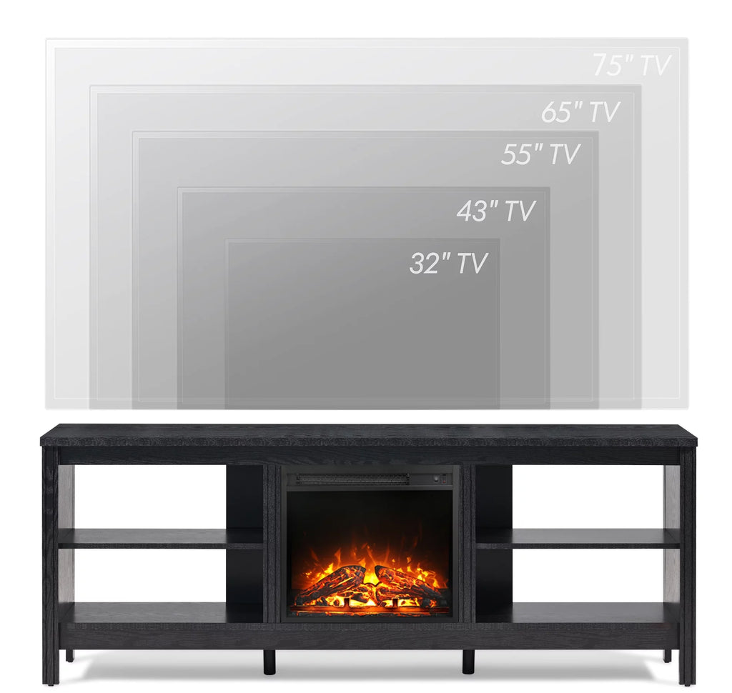 Black 70 inch Fireplace TV Stand P956090