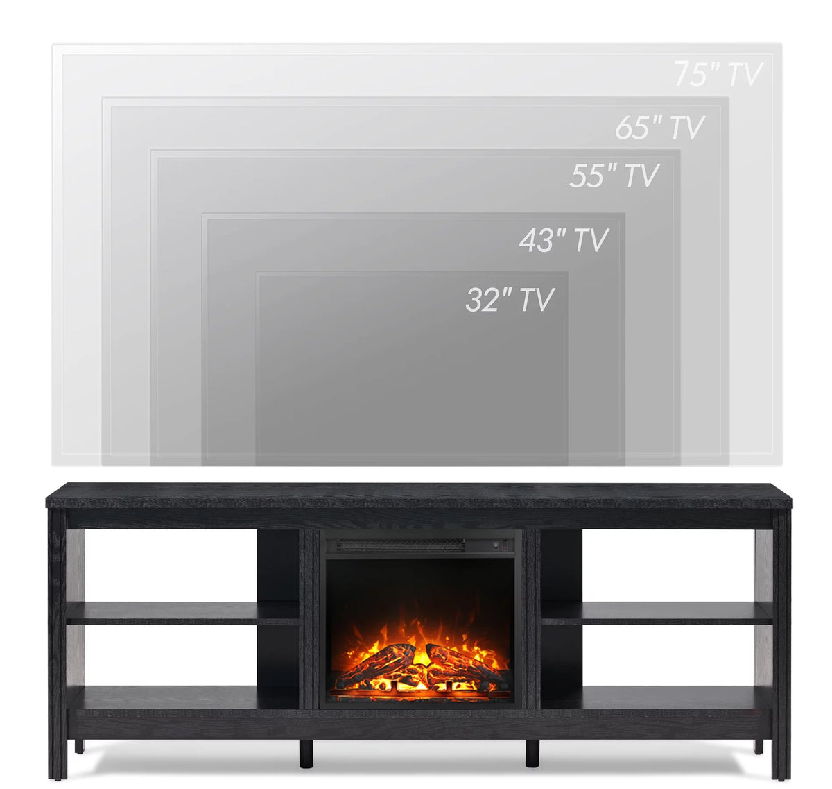 Black 70 inch Fireplace TV Stand P956090